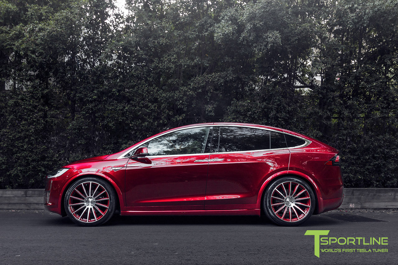 Signature Red Tesla Model X with Custom Signature Red 22 inch MX114 Forged Wheels