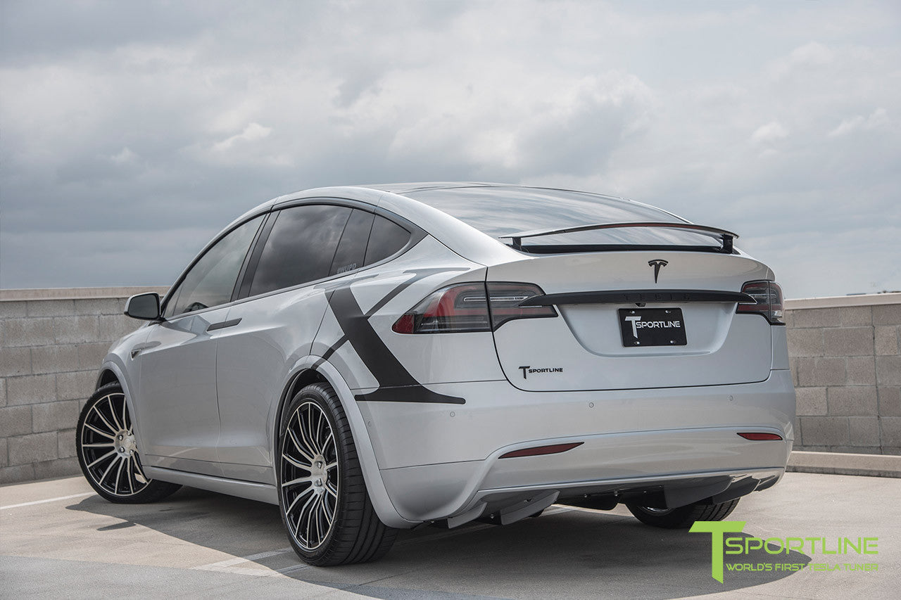 Silver Tesla Model X with Diamond Black 22 inch MX114 Forged Wheels