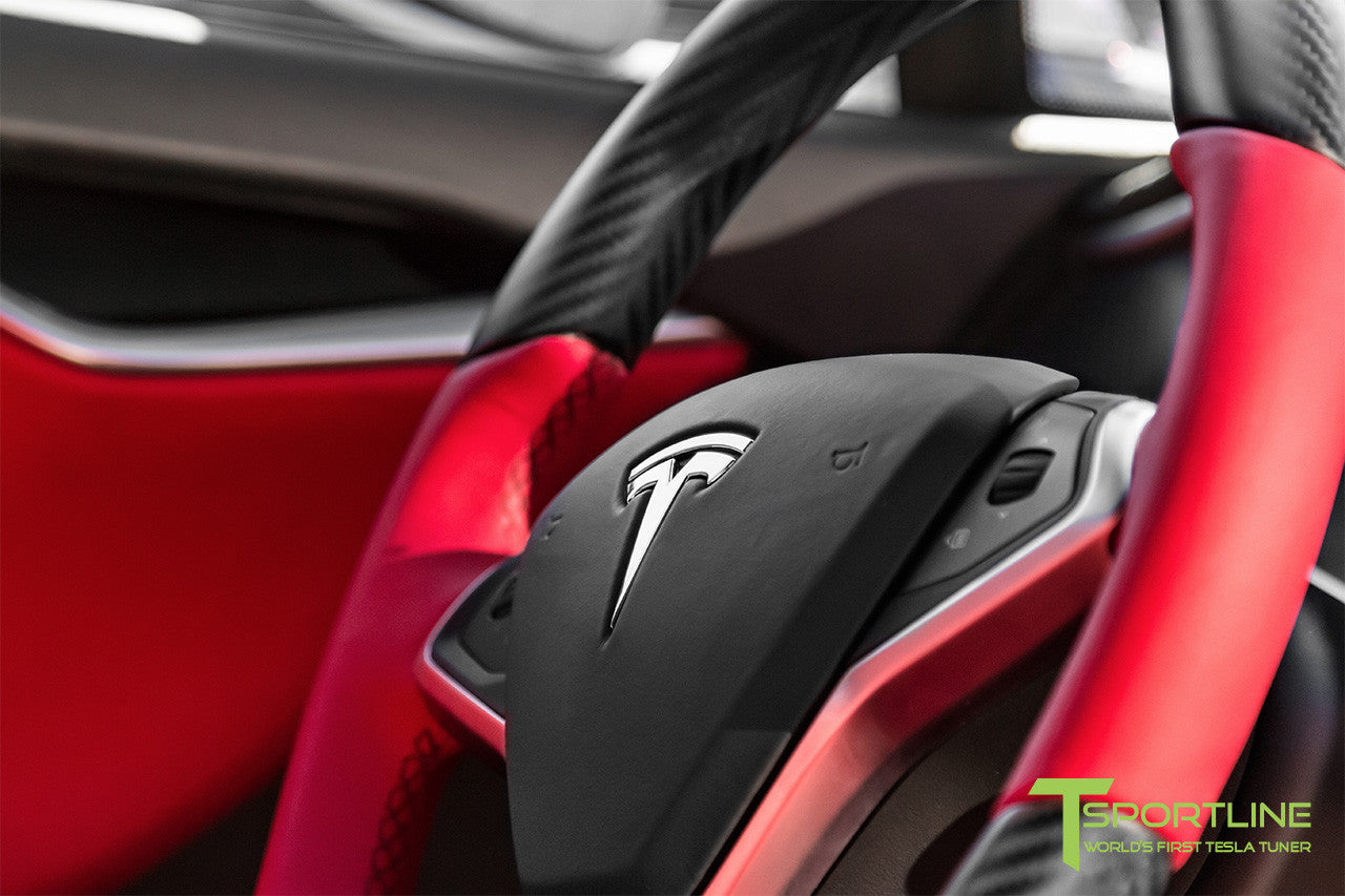 Tesla Model S with Matte Carbon Fiber Steering Wheel