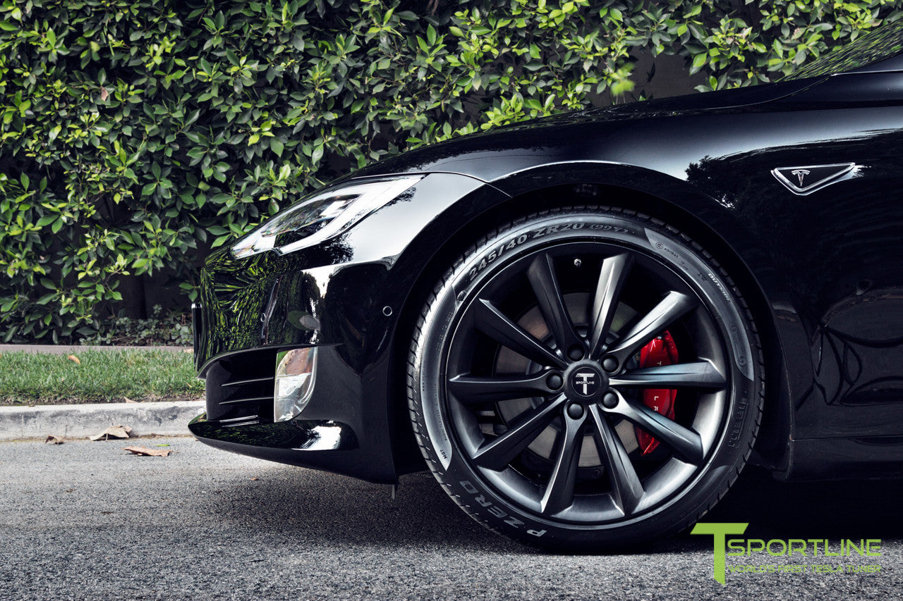 Black Model S 2.0 with 20" TST Tesla Wheel in Matte Black