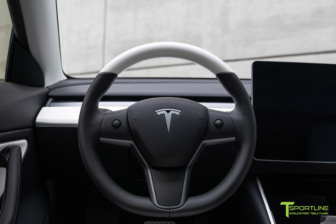 Tesla Model 3 Premium White Steering Wheel by T Sportline