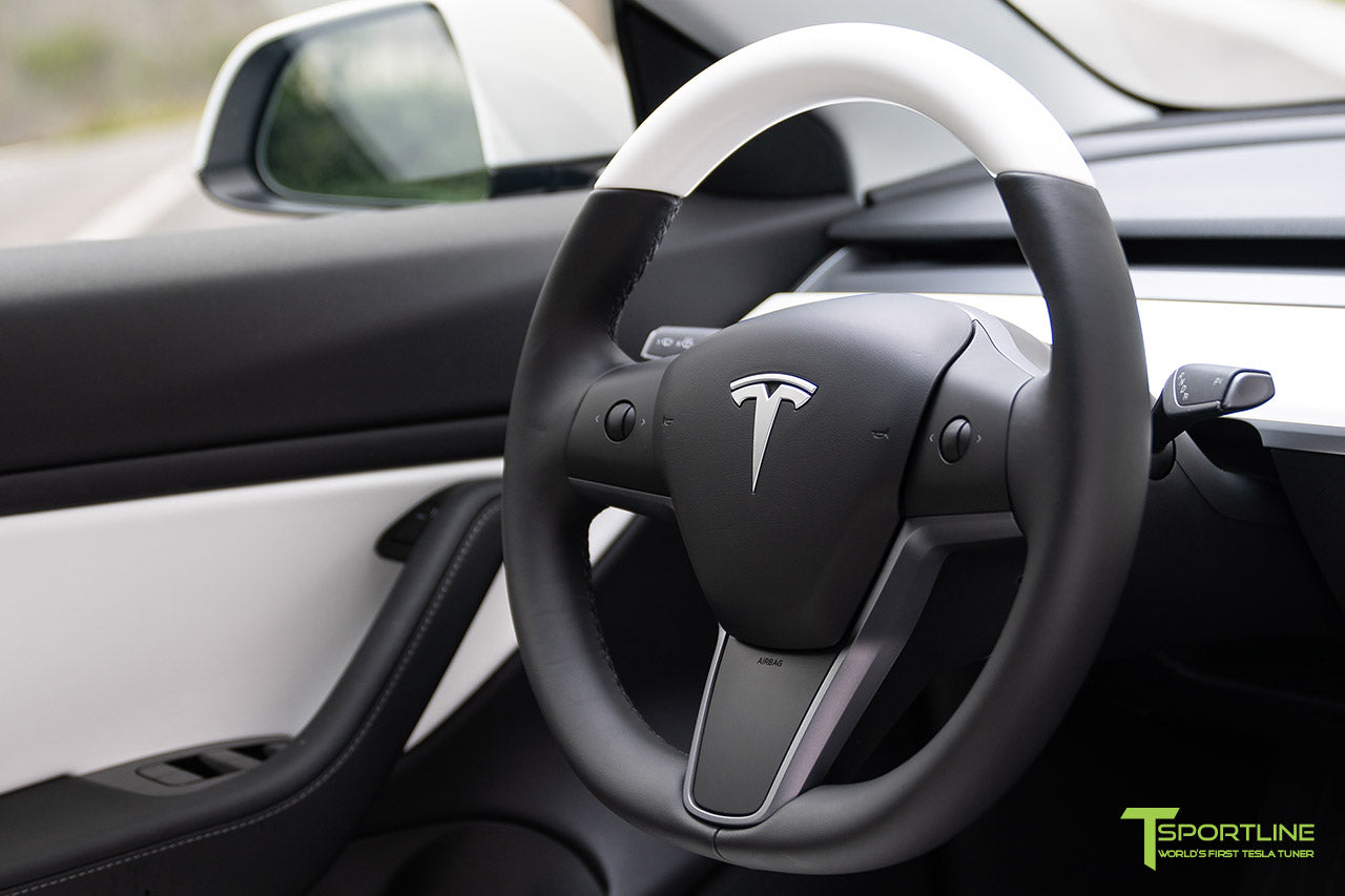 Tesla Model 3 Premium White Steering Wheel by T Sportline