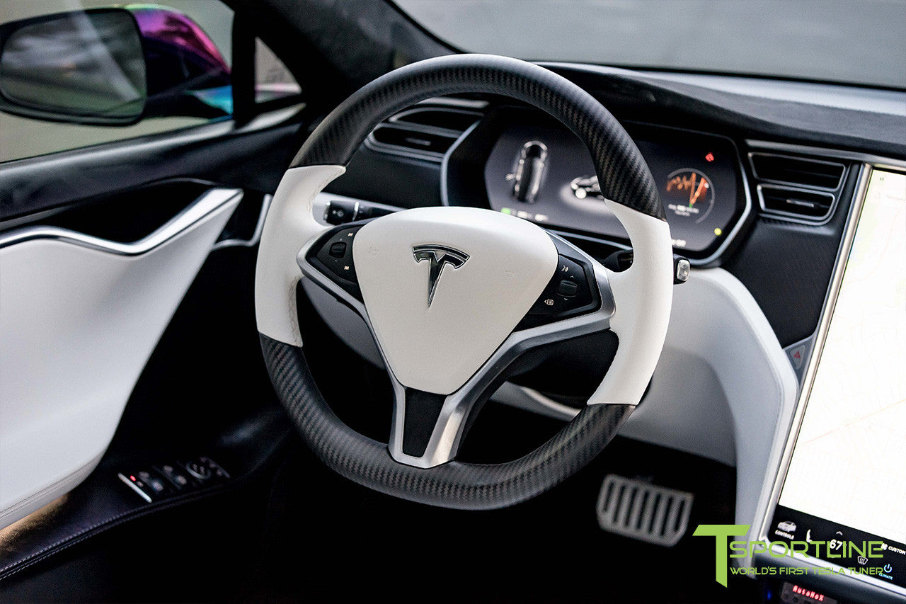 Tesla Model X with Matte Carbon Fiber Steering Wheel by