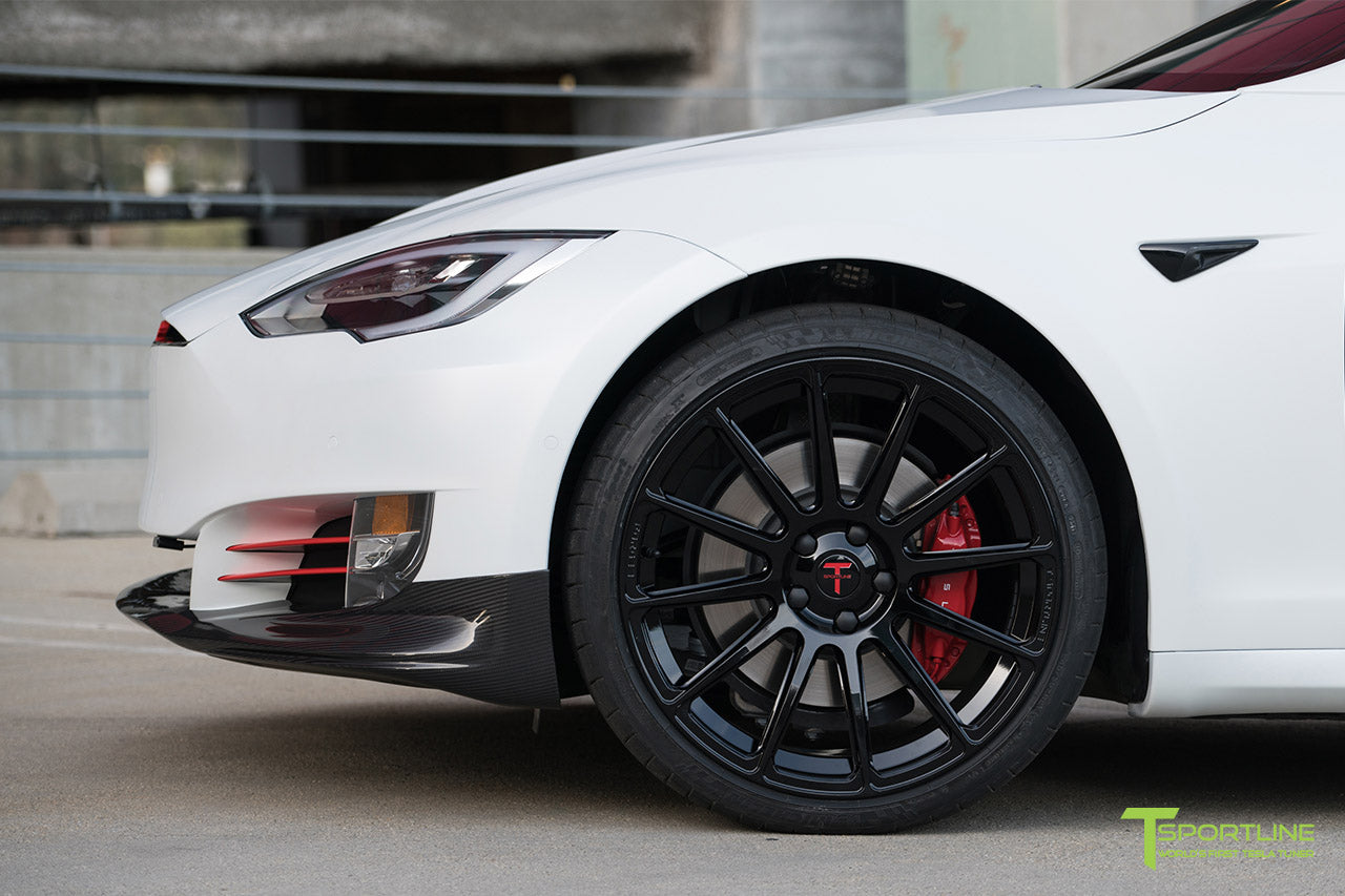 XPEL Stealth Pearl White Tesla Model S 2.0 (2016 Facelift) with Carbon Fiber Front Apron by T Sportline 2