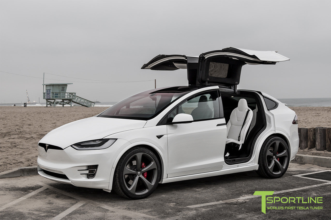 Pearl White Tesla Model X with Matte Grey 22 inch MX5 Forged Wheels
