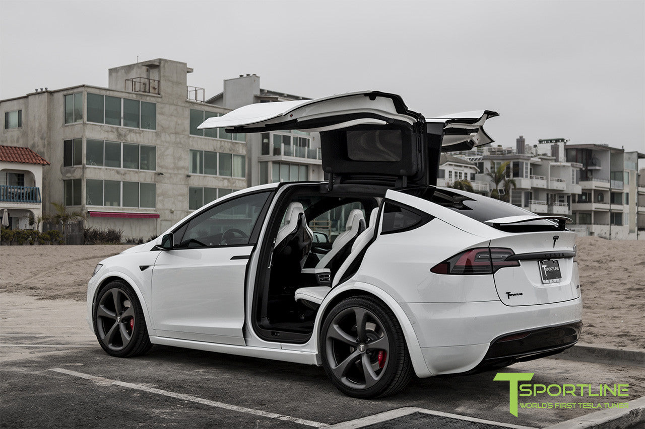 Pearl White Tesla Model X with Matte Grey 22 inch MX5 Forged Wheels