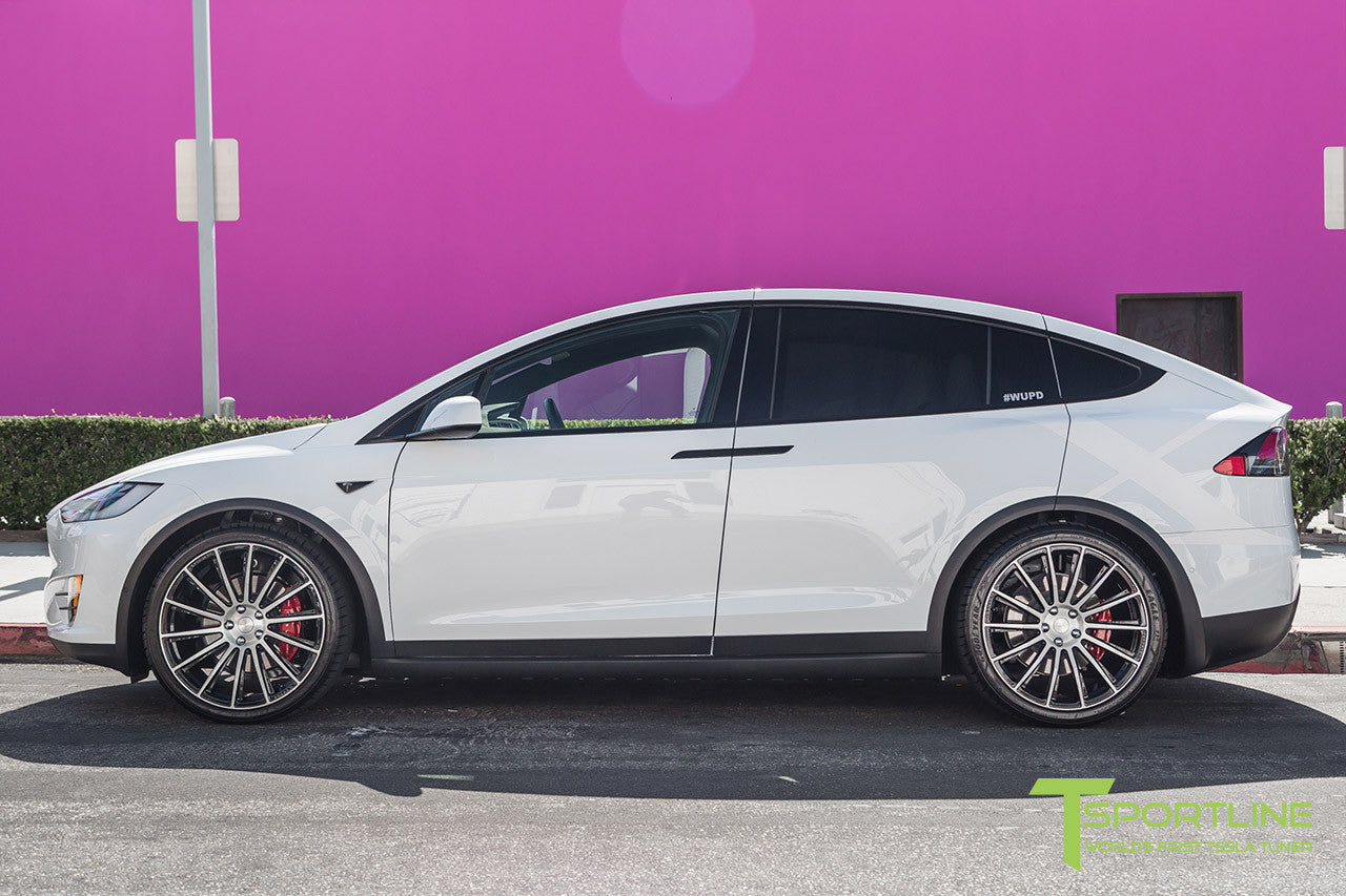 Pearl White Tesla Model X with Diamond Black 22 inch MX114 Forged Wheels