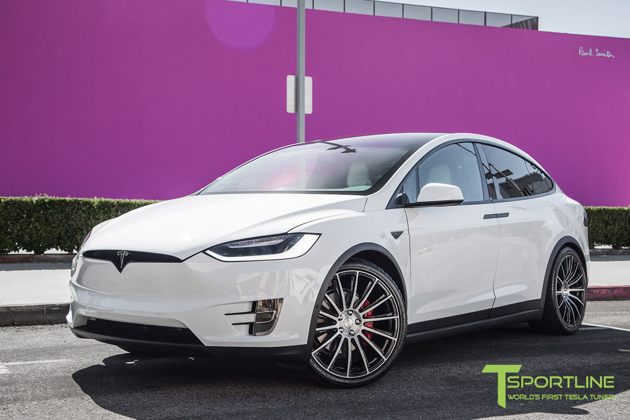 Pearl White Tesla Model X with Diamond Black 22 inch MX114 Forged Wheels