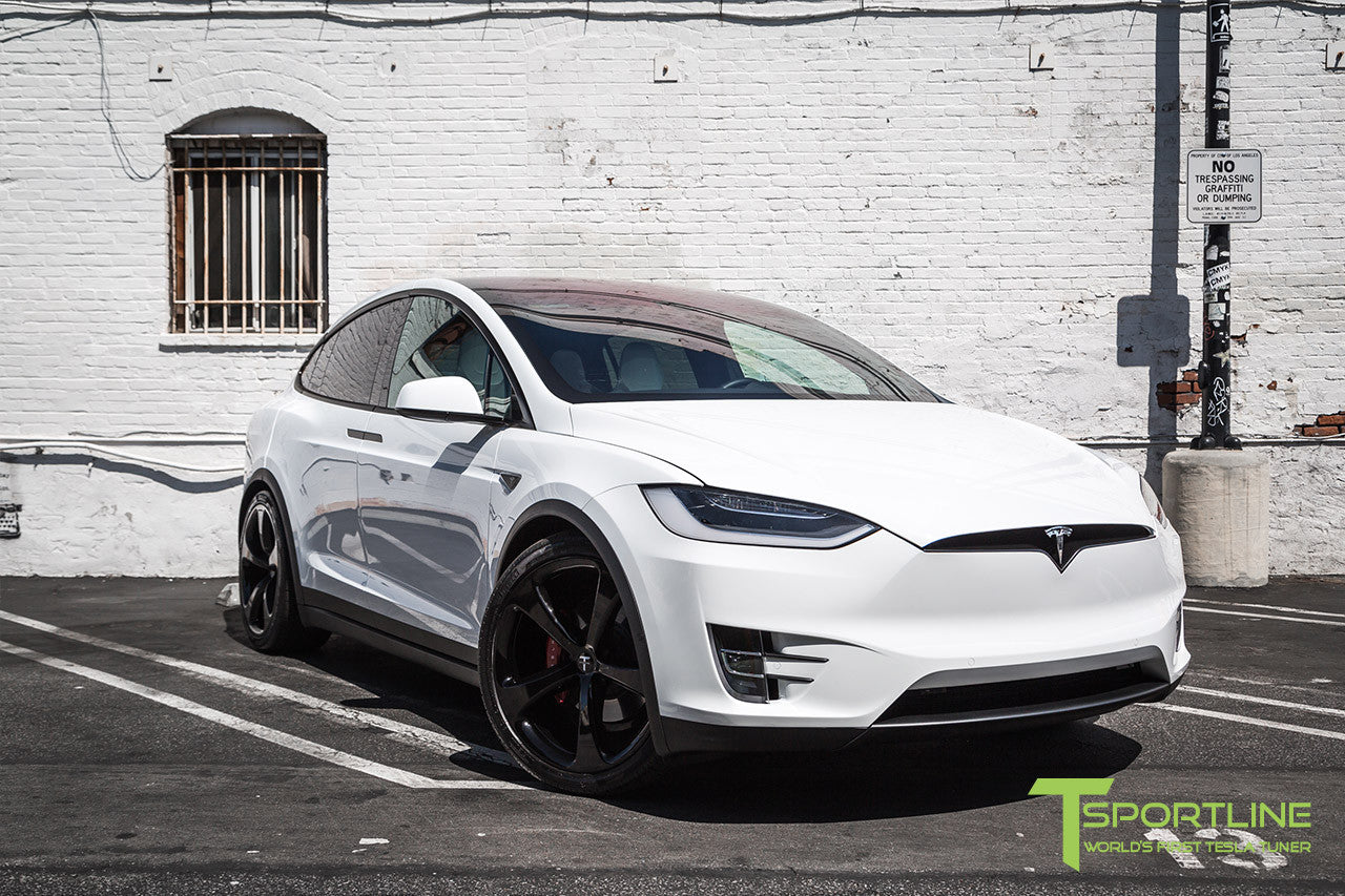 Pearl White Tesla Model X with Gloss Black 22 inch MX5 Forged Wheels