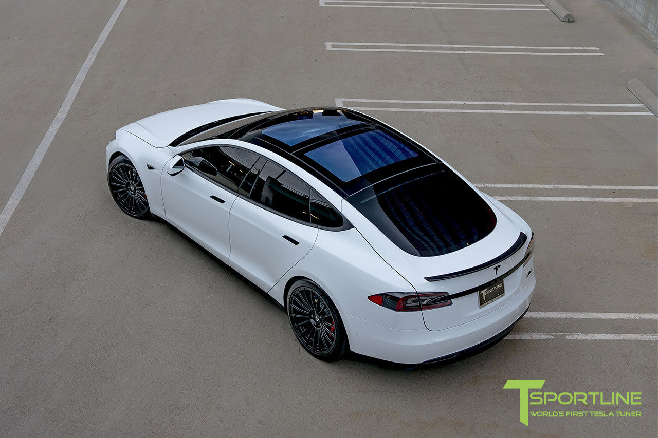 White Tesla Model S 1.0 with Matte Black 21 inch TS118 Forged Wheels