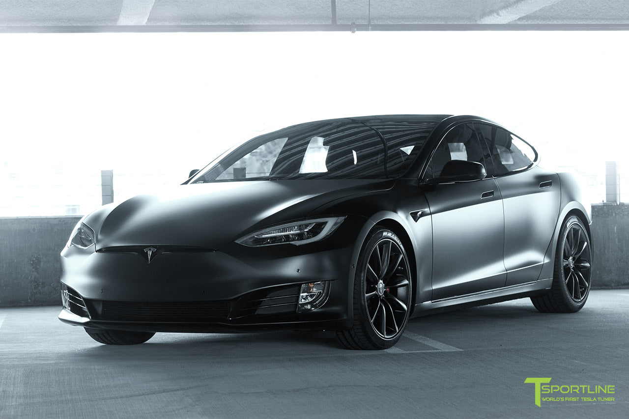 Xpel Stealth Black Model S 2016 Facelift with Matte Black 20 inch TST Turbine Wheels by T Sportline