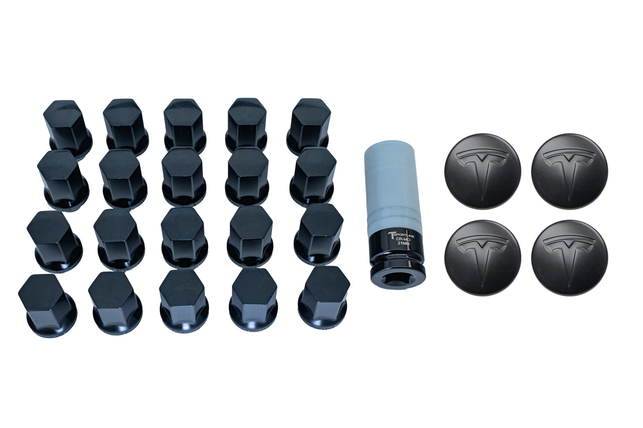 Tesla Model 3 / Y / S / X Factory Center Cap Set and Wheel Lug Nut Cover Set