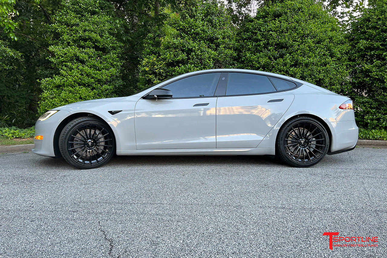 Custom Build - 2021 Tesla Model S Plaid with Bentley Saddle Interior & Inozetek Chalk Gray Color Wrap