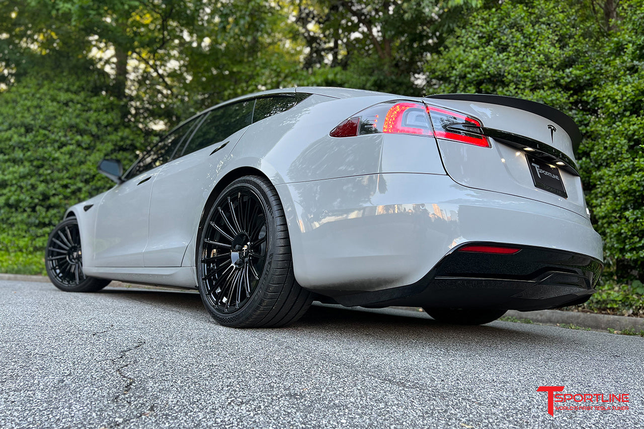 Custom Build - 2021 Tesla Model S Plaid with Bentley Saddle Interior & Inozetek Chalk Gray Color Wrap
