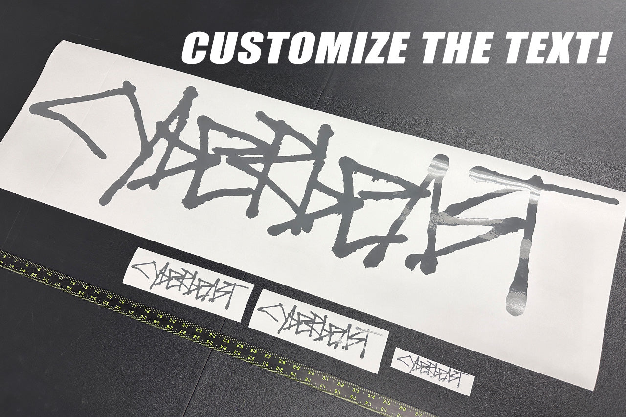 Custom Plotted Text in Tesla Cybertruck Graffiti Font - Vinyl Wrap Embossing or Overlay