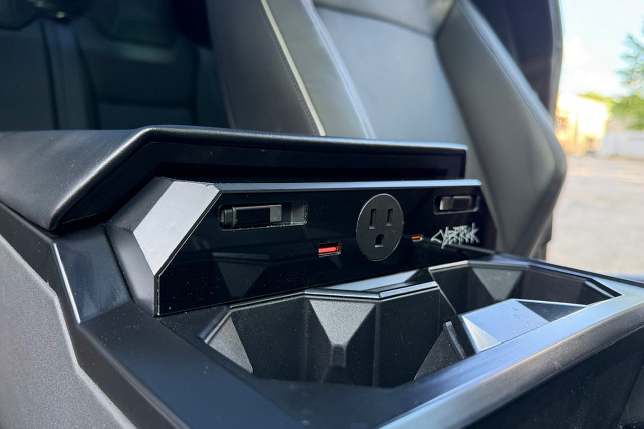 Tesla Cybertruck Center Console Phone and Quad USB / 110v AC Device Power Hub