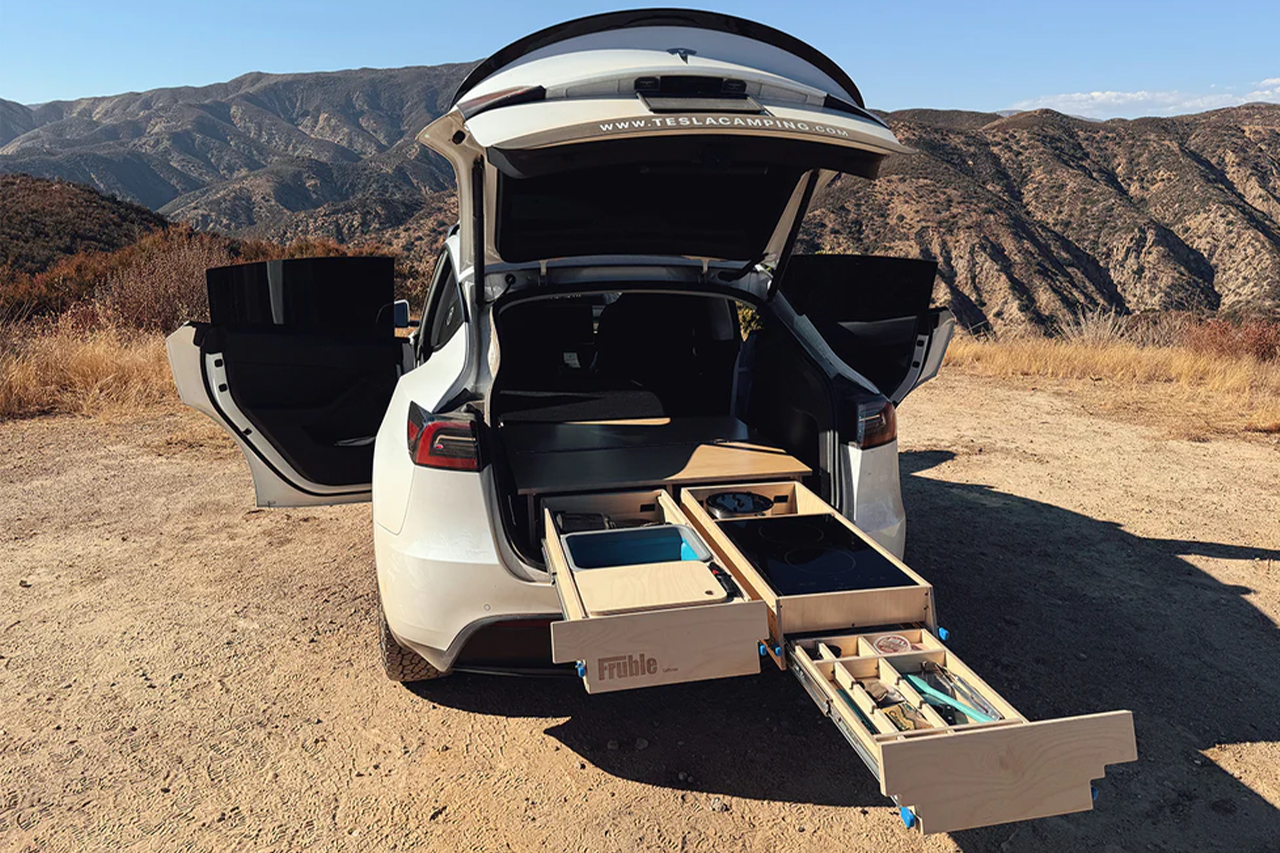 Modular Camp Kitchen, Sleep / Bedding Platform and Storage Drawer System for Tesla Model Y