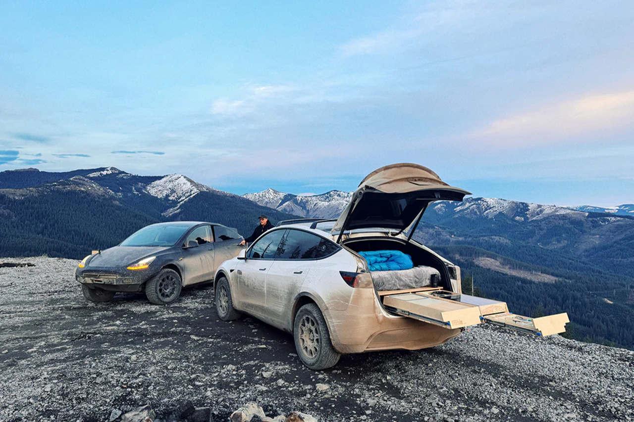 Modular Camp Kitchen, Sleep / Bedding Platform and Storage Drawer System for Tesla Model Y