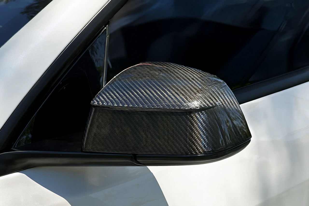 Tesla Model Y Juniper Precision Carbon Fiber Side Mirror Caps (Set of 2 Covers)