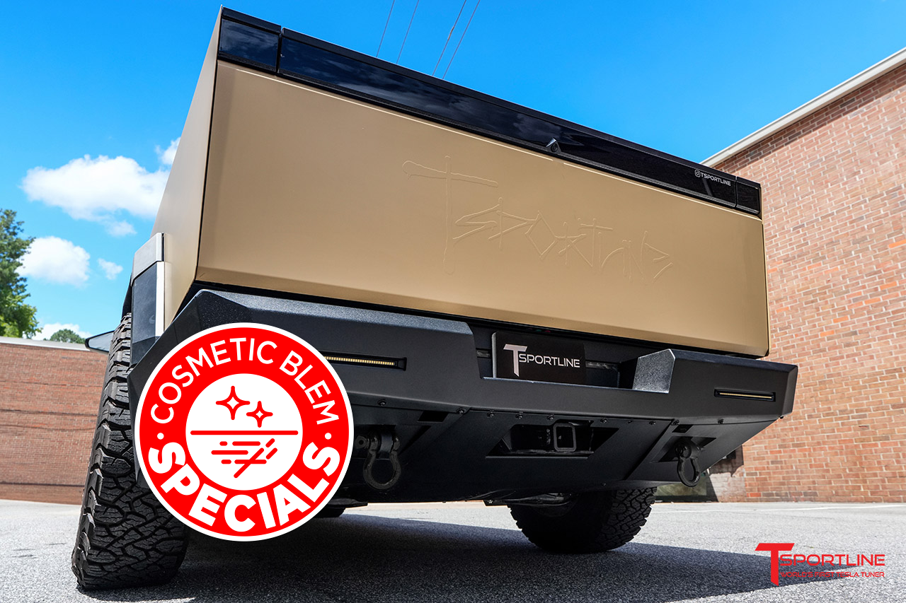 OPEN BOX SPECIAL! Tesla Cybertruck CTX Extreme Duty Steel Rear Bumper with Tow Hooks & LED Lighting Options