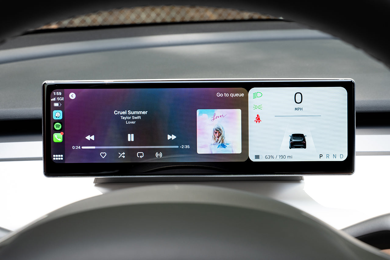 Tesla Model 3 & Y MSX-CP9 "FloThru HVAC" Apple CarPlay & Android Auto Driver View Dash & Touchscreen LCD Display (Smart Instrument Cluster)