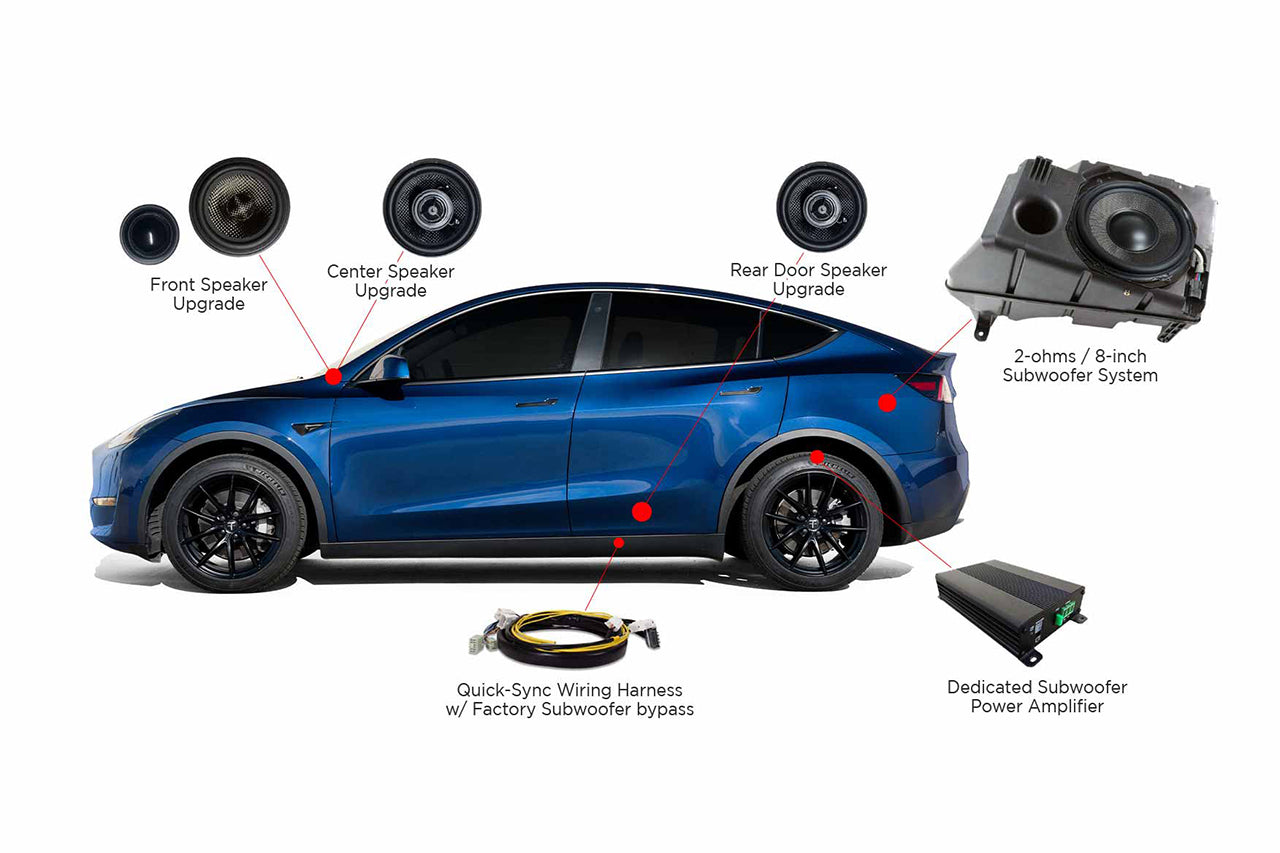 Tesla Model 3 / Y Audiophile Upgraded Sound System Speakers Subwoofer & Amplifier