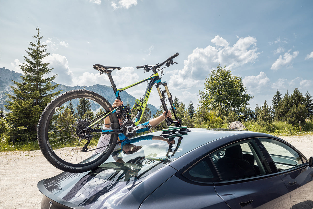 Tesla Vacuum Cup Quick Mount Roof Road & Mountain Bike TreeFrog Pro 1 Single Carrier Rack - One Bicycle