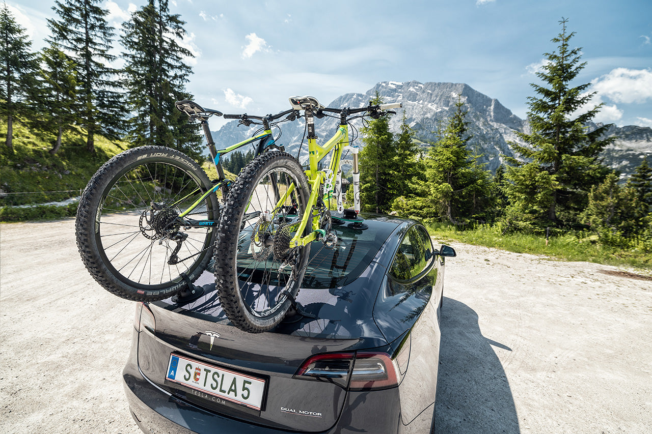 Tesla Vacuum Cup Quick Mount Roof Road & Mountain Bike TreeFrog Pro 2 Double Carrier Rack - Two Bicycles
