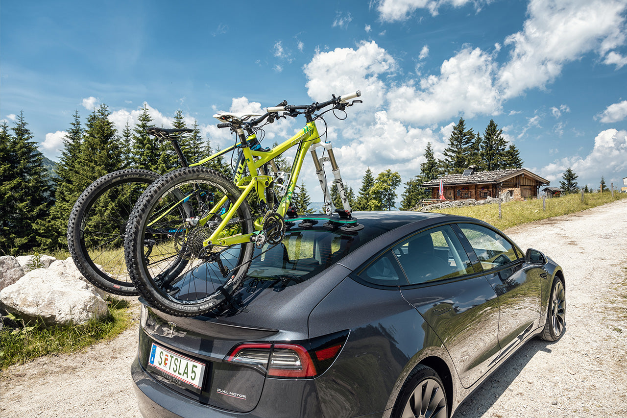 Tesla Vacuum Cup Quick Mount Roof Road & Mountain Bike TreeFrog Pro 2 Double Carrier Rack - Two Bicycles