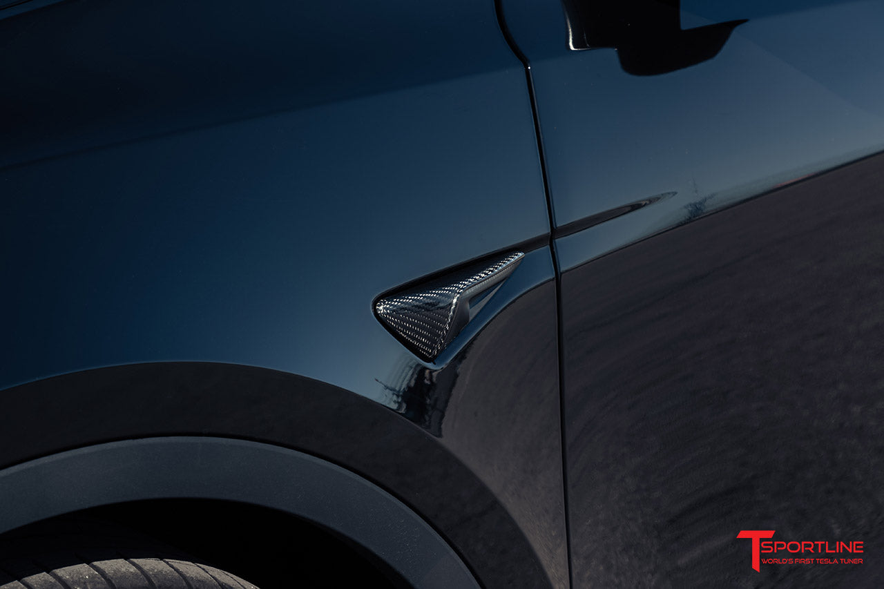 Tesla Model X Long Range & Plaid Precision Carbon Fiber Fender Camera Covers (Set of 2)