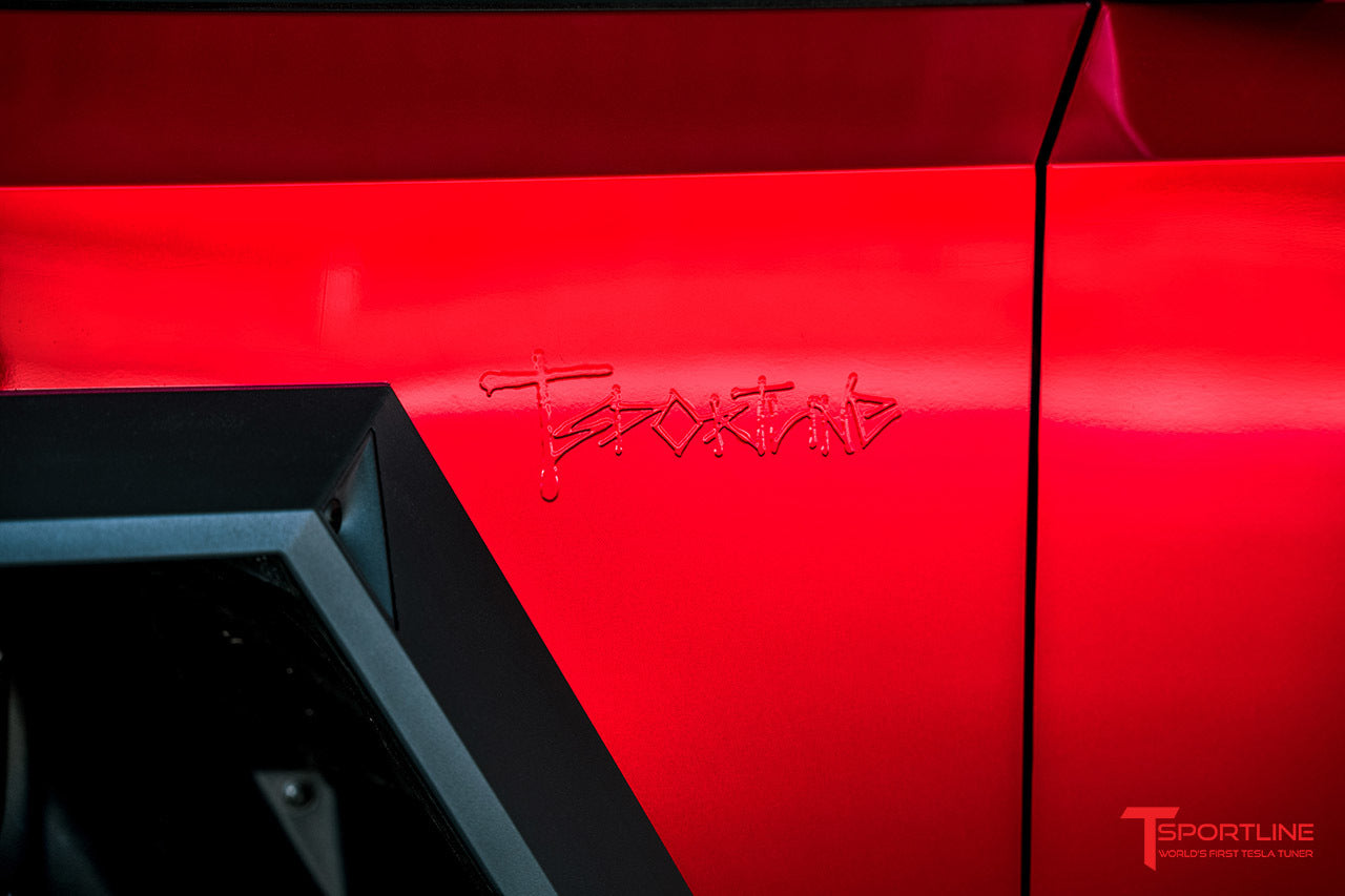 Custom Plotted Text in Tesla Cybertruck Graffiti Font - Vinyl Wrap Embossing or Overlay