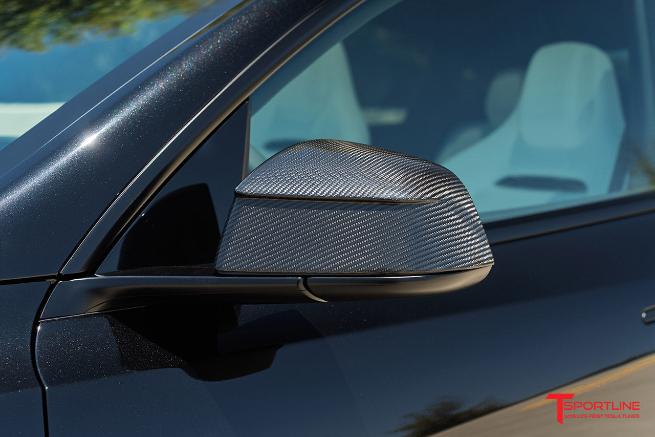 Tesla Model Y Juniper Precision Carbon Fiber Side Mirror Caps (Set of 2 Covers)