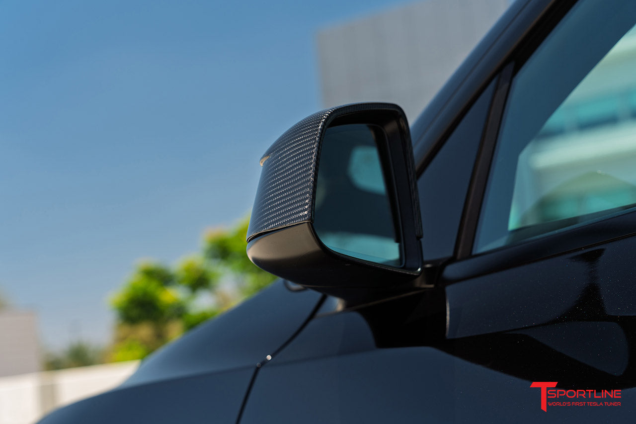 Tesla Model Y Juniper Precision Carbon Fiber Side Mirror Caps (Set of 2 Covers)