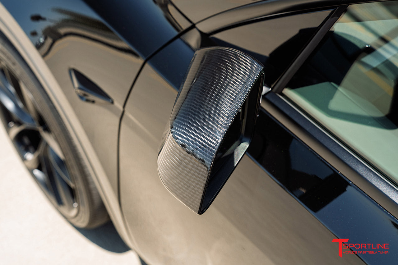Tesla Model Y Juniper Precision Carbon Fiber Side Mirror Caps (Set of 2 Covers)