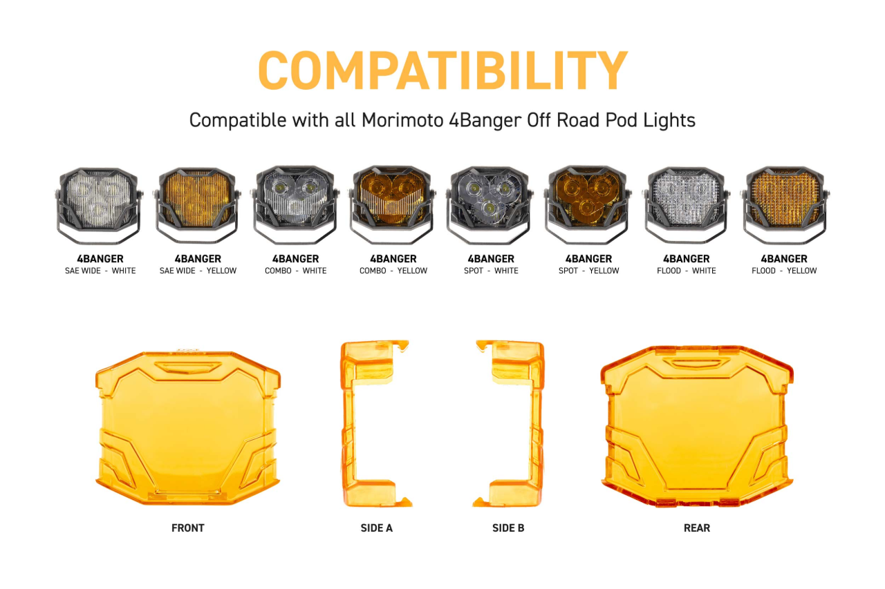 Morimoto 1Banger / 2Banger / 4Banger LED Pod Blackout / Yellow (Amber) Hard Covers (set of 2)