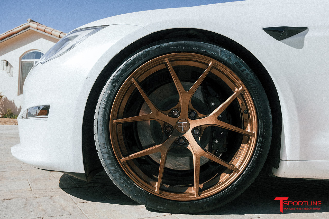 TXL115 21" Tesla Model S Plaid & Long Range Fully Forged Lightweight Tesla Wheel and Tire Package (Set of 4)