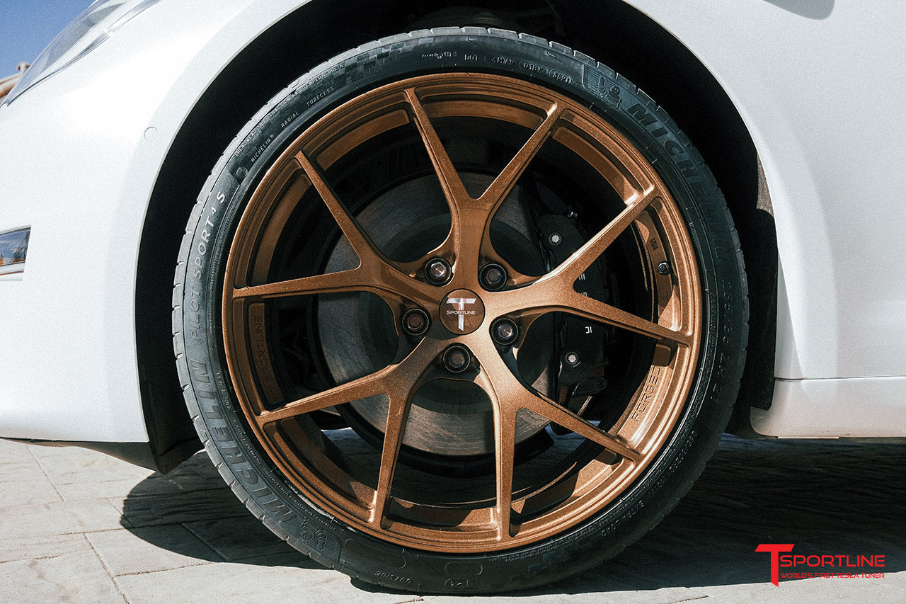 TXL115 21" Tesla Model S Plaid & Long Range Fully Forged Lightweight Tesla Wheel and Tire Package (Set of 4)