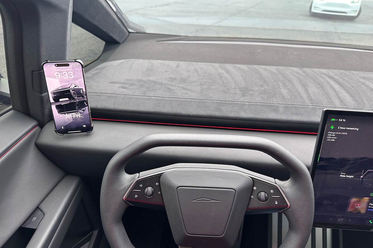 Tesla Cybertruck Super Sturdy Bolt-on Phone Mount & Wireless MagSafe Charger