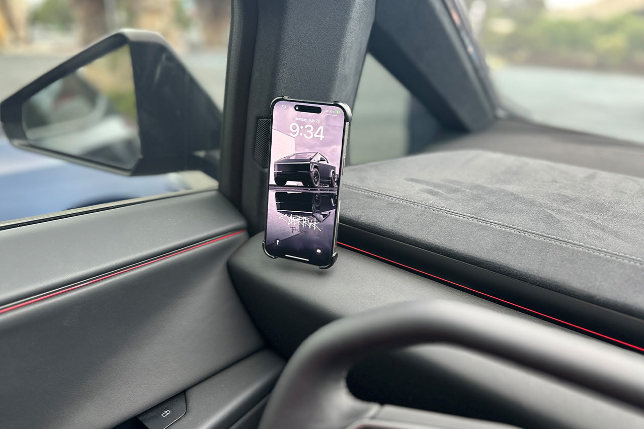 Tesla Cybertruck Super Sturdy Bolt-on Phone Mount & Wireless MagSafe Charger