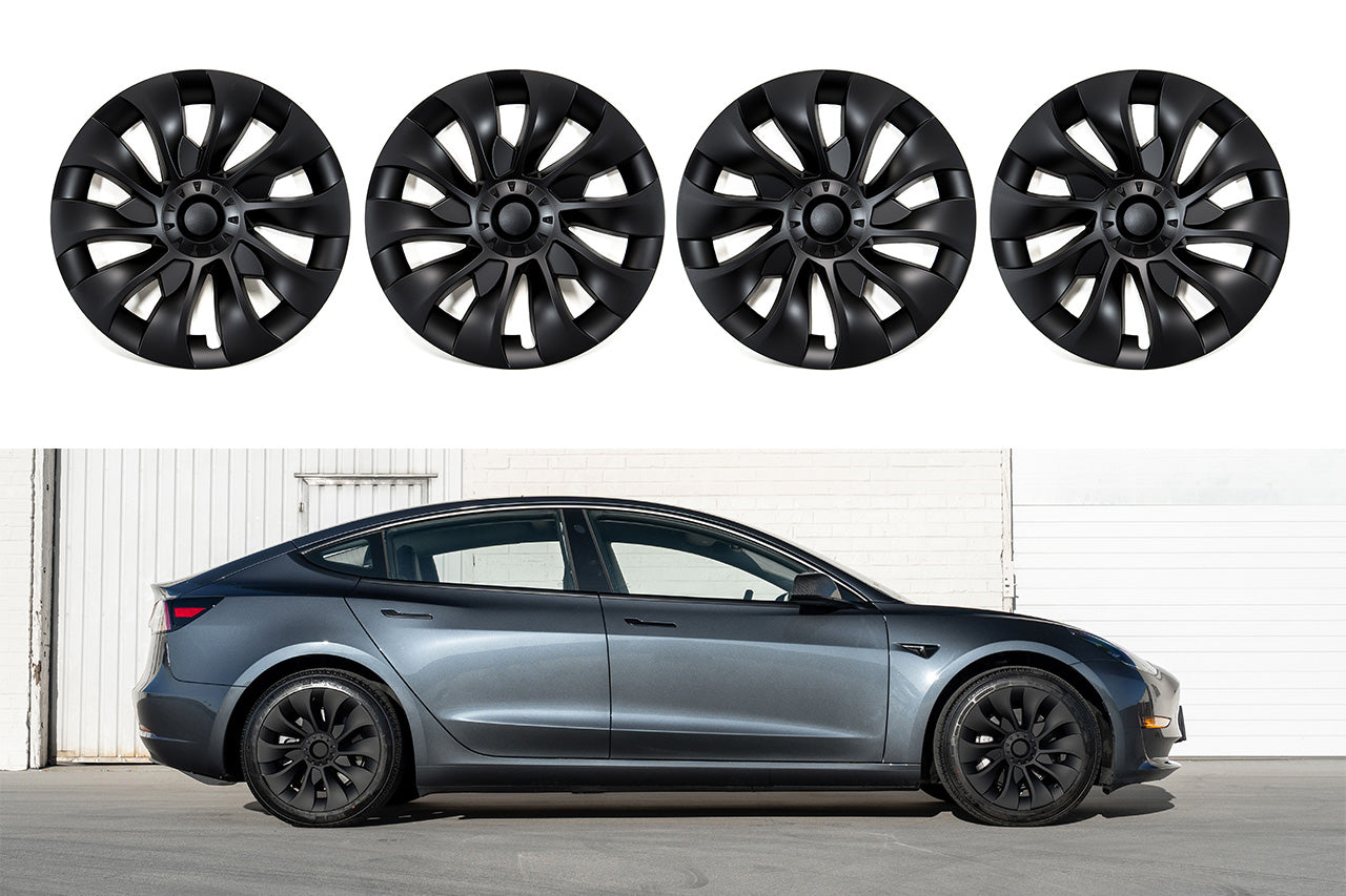 T310d Tesla Model 3 RangeMaxx Directional Uberturbine Styled Aero Wheel Cover Set for 18" Factory Tesla Wheel