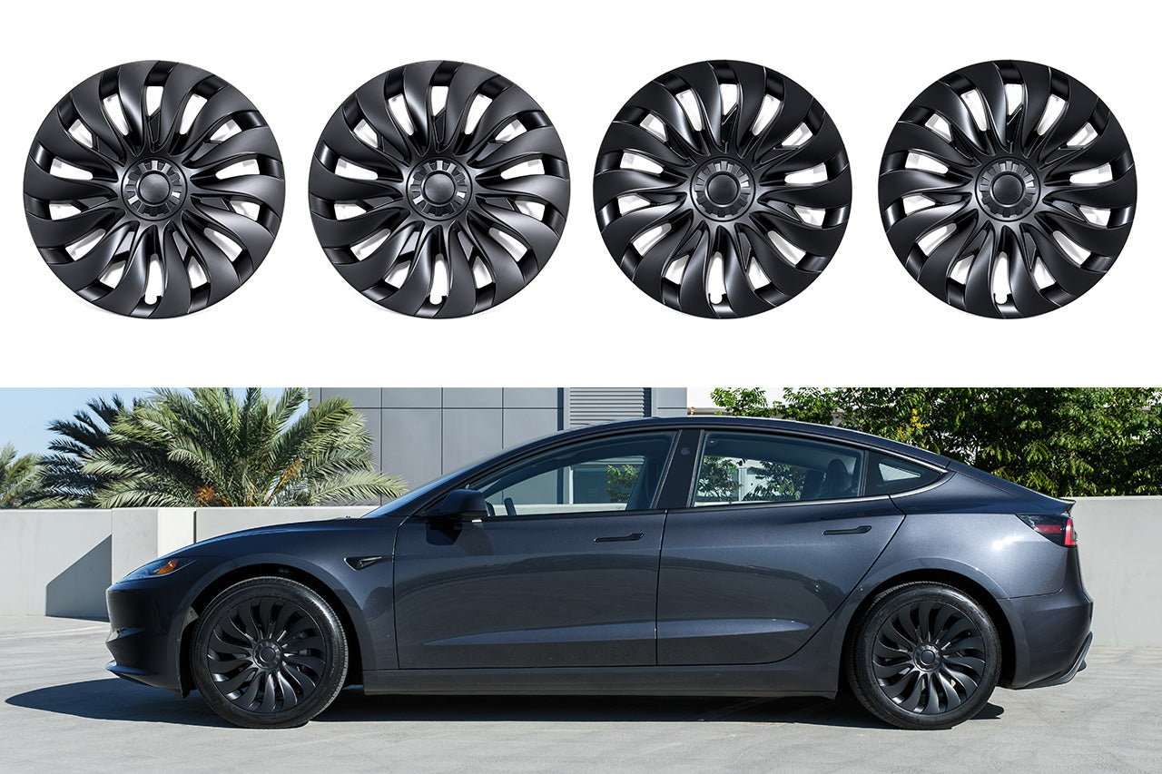 T314d Tesla Model 3 Highland RangeMaxx Directional Uberturbine Styled Aero Wheel Cover Set for 18" Factory Tesla Wheel