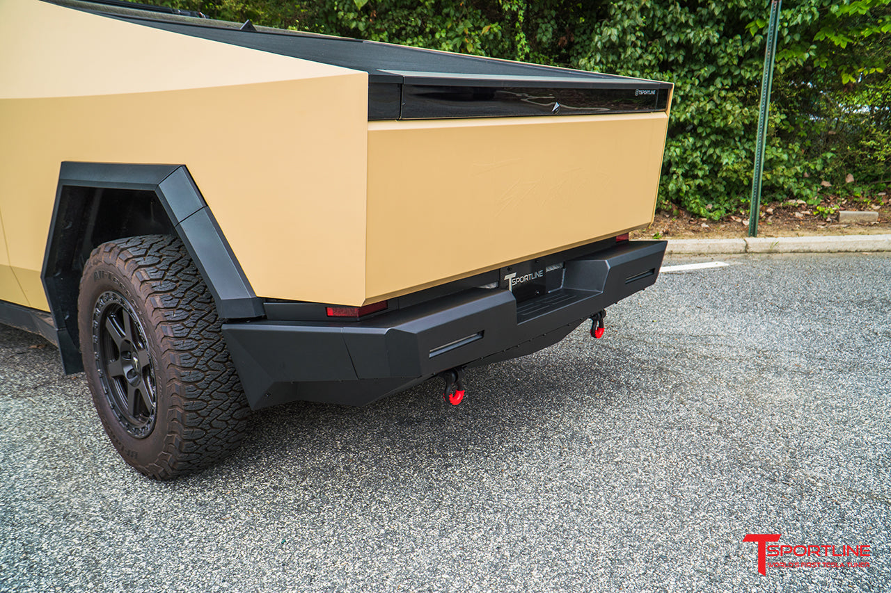 Tesla Cybertruck CTX Extreme Duty Steel Rear Bumper with Tow Hooks & LED Lighting Options