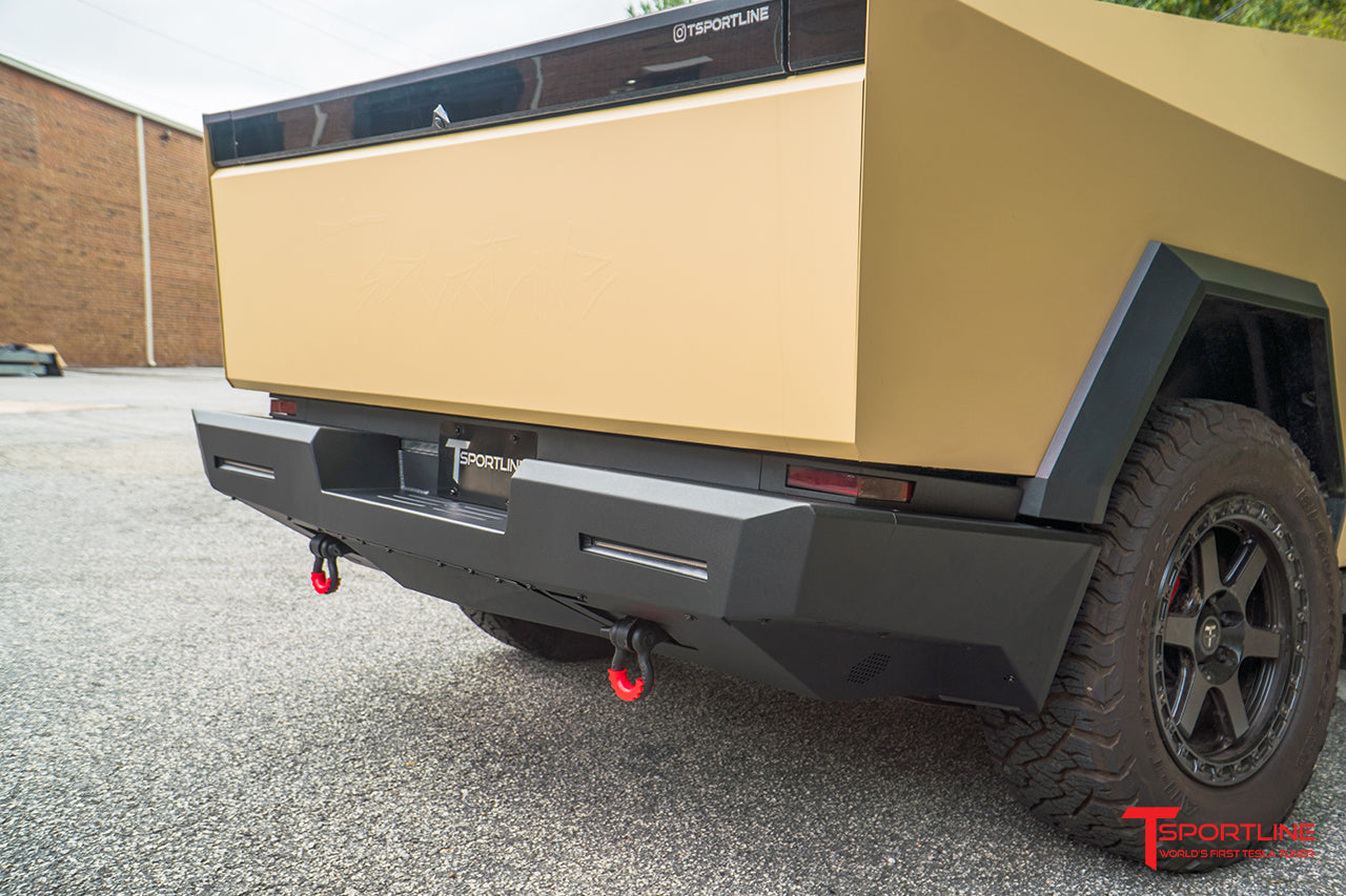 Tesla Cybertruck CTX Extreme Duty Steel Rear Bumper with Tow Hooks & LED Lighting Options