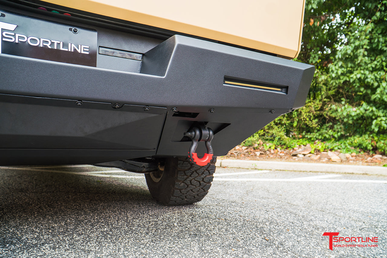 Tesla Cybertruck CTX Extreme Duty Steel Rear Bumper with Tow Hooks & LED Lighting Options