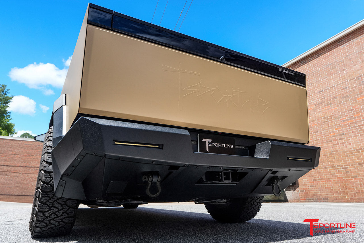 Tesla Cybertruck CTX Extreme Duty Steel Rear Bumper with Tow Hooks & LED Lighting Options
