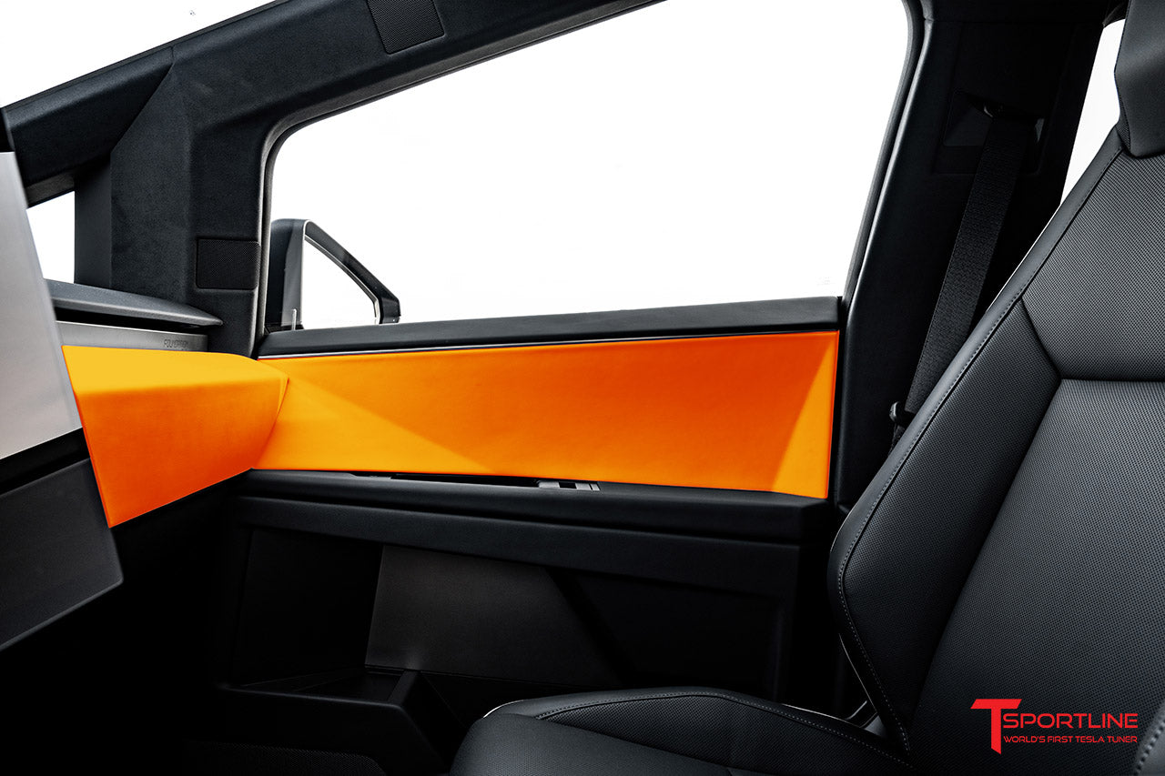Tesla Cybertruck Custom Interior Program Phase 2: Reupholstered Door Inserts and Lower Dash