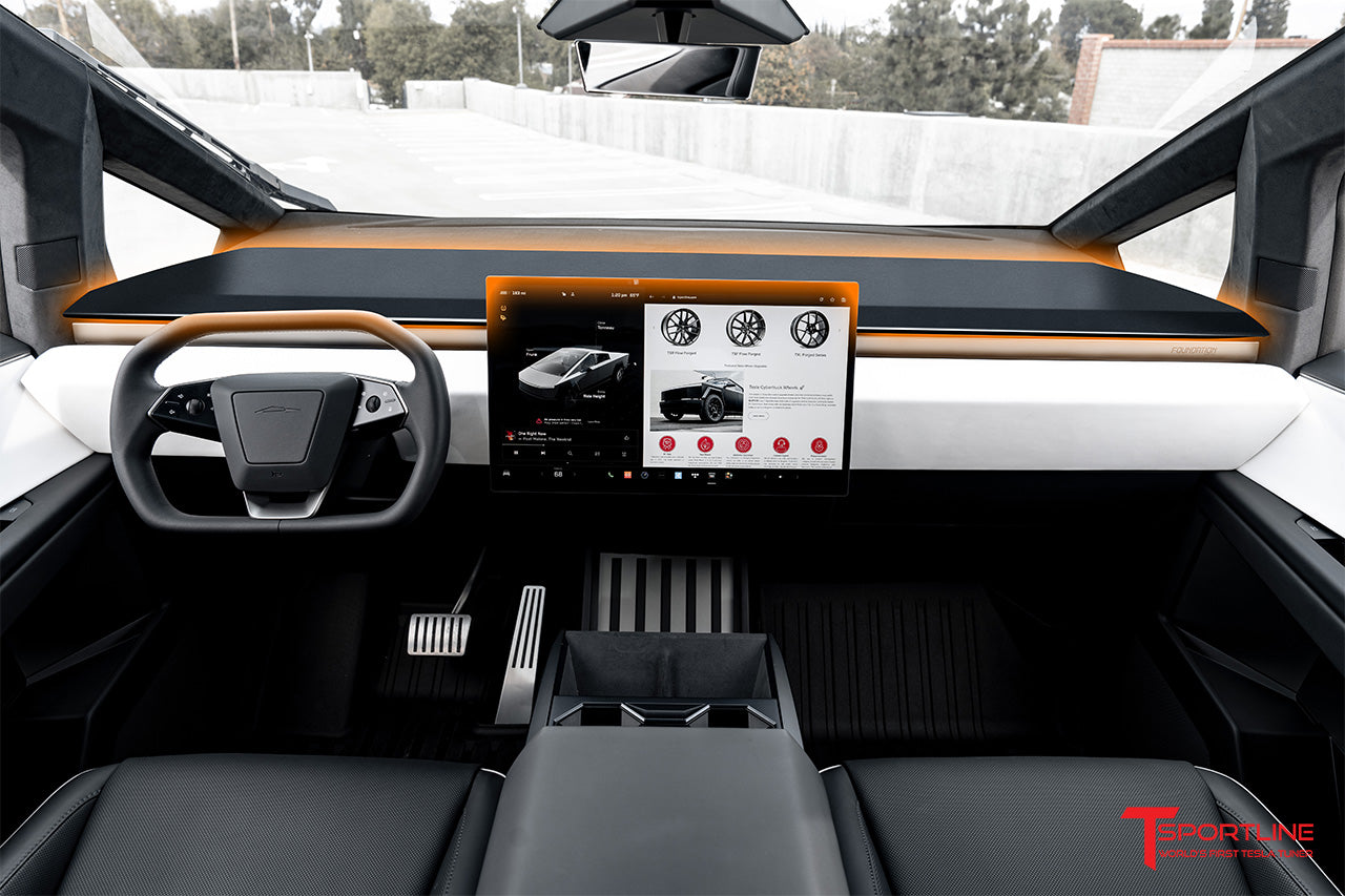Tesla Cybertruck Custom Interior Program Phase 1: Upper Dash in Alcantara to Match Headliner
