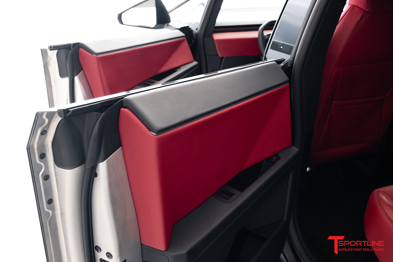 Tesla Cybertruck Custom Interior Program Phase 2: Reupholstered Door Inserts and Lower Dash