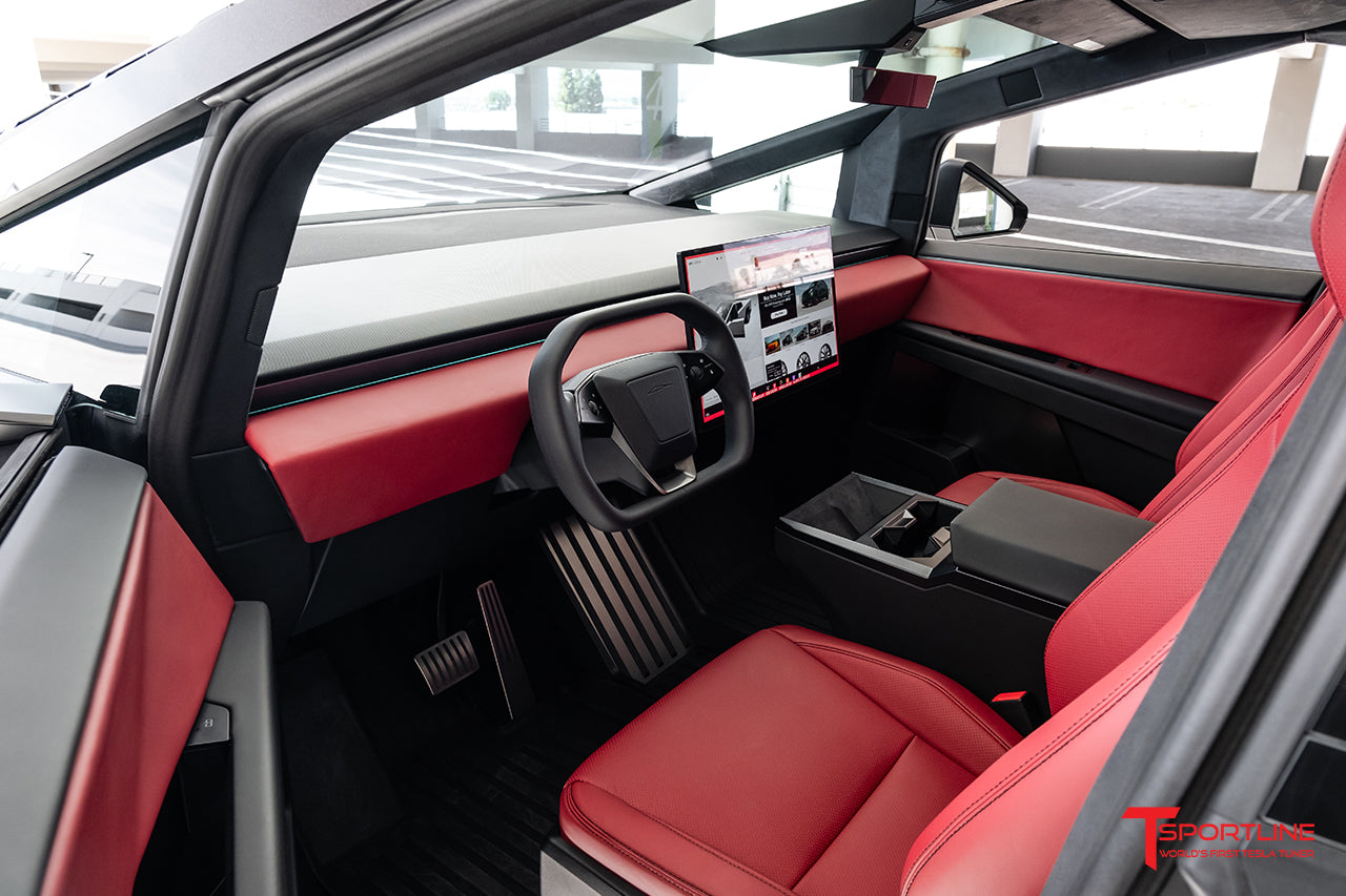 Tesla Cybertruck Custom Interior Program Phase 2: Reupholstered Door Inserts and Lower Dash