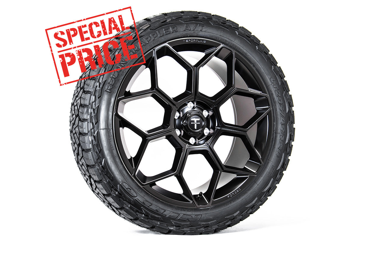 Tesla Cybertruck CT7 24" Fully Forged Lightweight Tesla Wheel and Tire Package (Set of 4) Open Box Special!